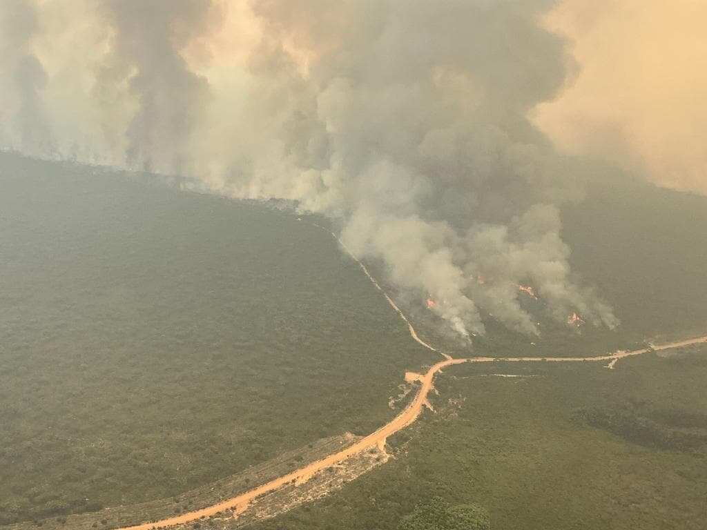 Kangaroo Island's Ravine fire is seen from the air.
