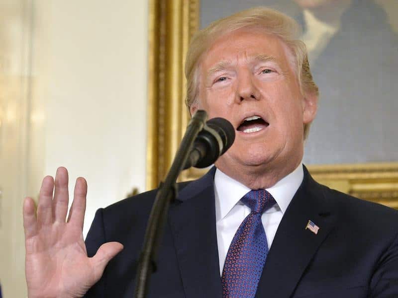 US President Donald J. Trump makes remarks.