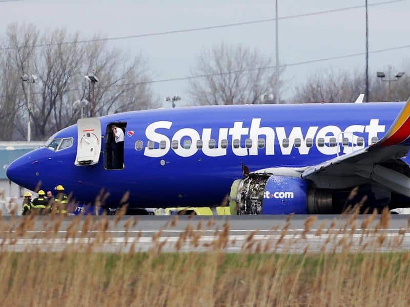 The stricken Southwest Airlines jet.