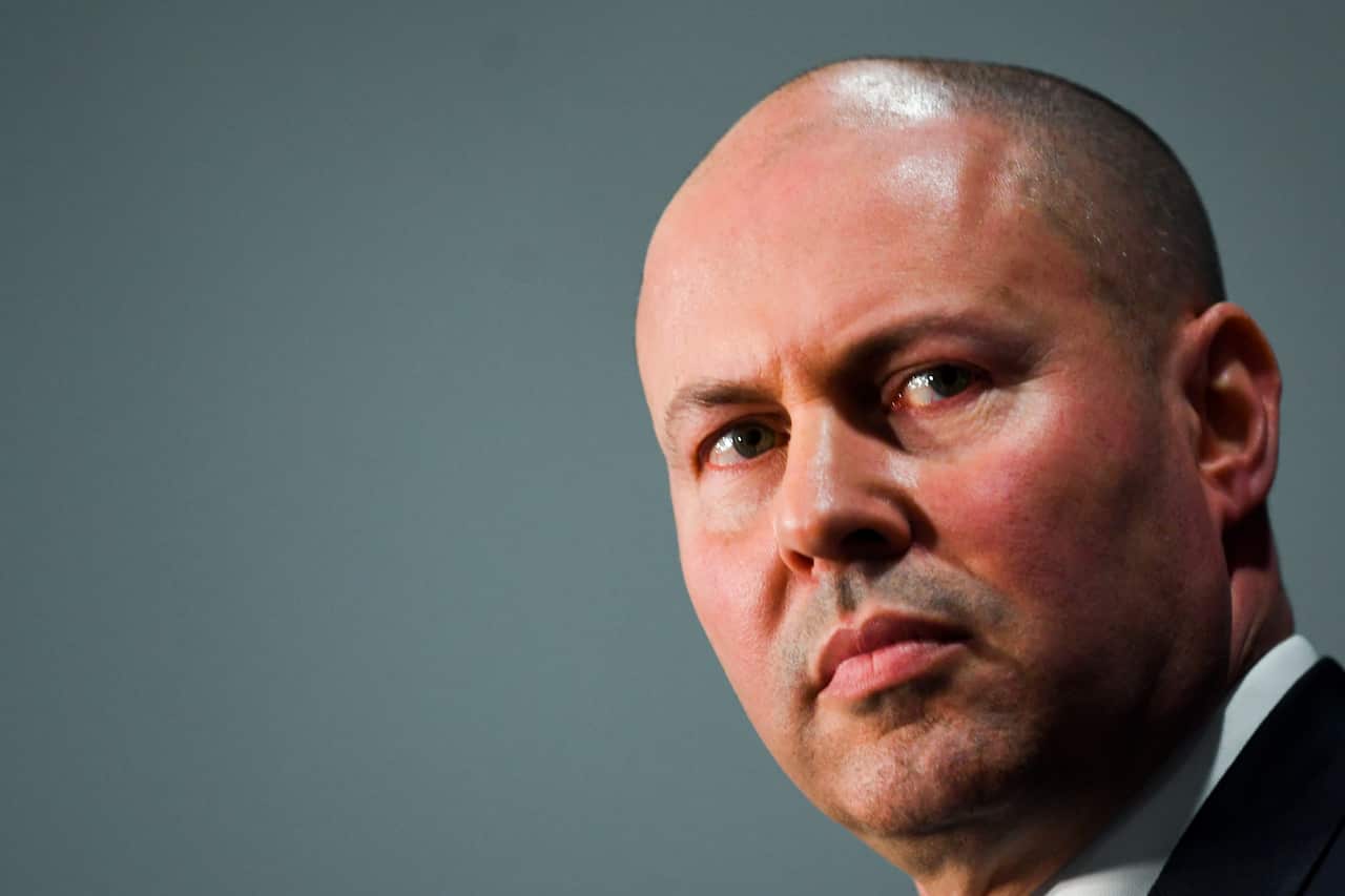 Treasurer Josh Frydenberg speaks to the media during a press conference at Parliament House.