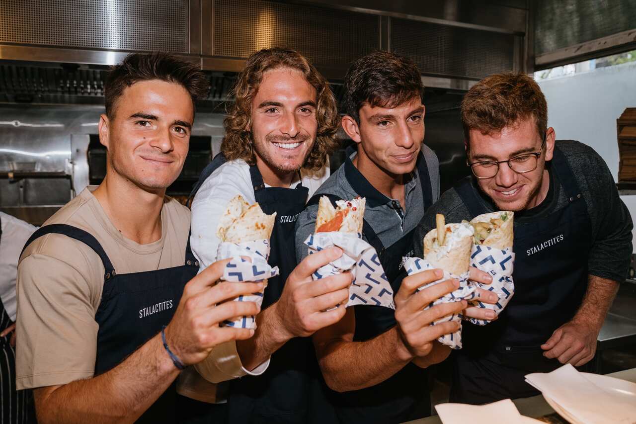 Greek tennis player Stefanos Tsitsipas (second from left)