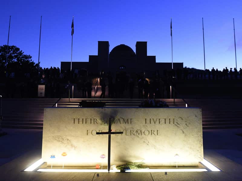 Crowds gather at the Australian War Memorial in Canberra