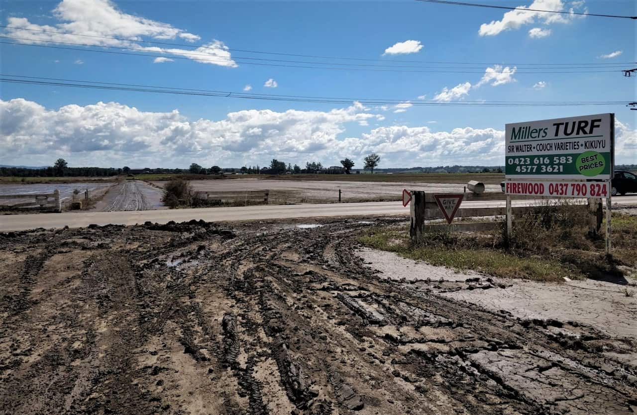 The Sheather's turf farm is under layers of thick mud.