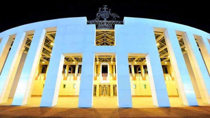 Parliament House front at night