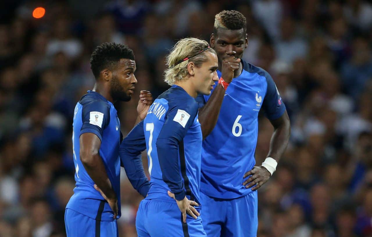 Paul Pogba, Antoine Griezmann, and Thomas Lemar