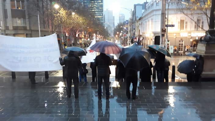 At Victorian Parliament's steps in the occasion of the 45th anniversary of the Turkish invasion of Cyprus.  