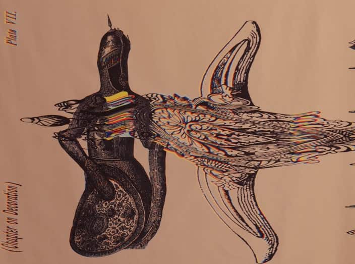 Artwork by Melbourne artist Nusra Latif Qureshi displayed at the exhibition at 4A Centre for Contemporary Asian art in Sydney.