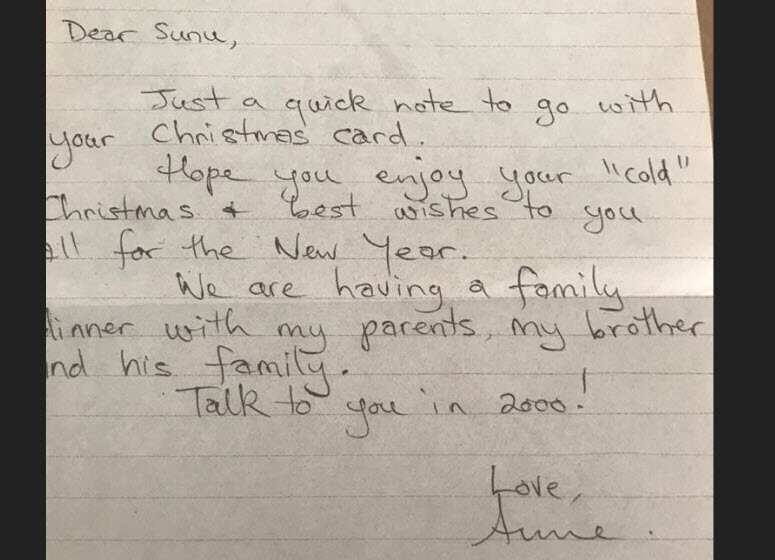 Pen Pals Anne's chirstmas card for Sunu