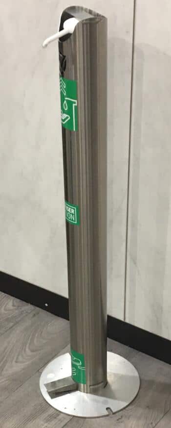 A touch-free hand sanitiser dispenser in Melbourne. 