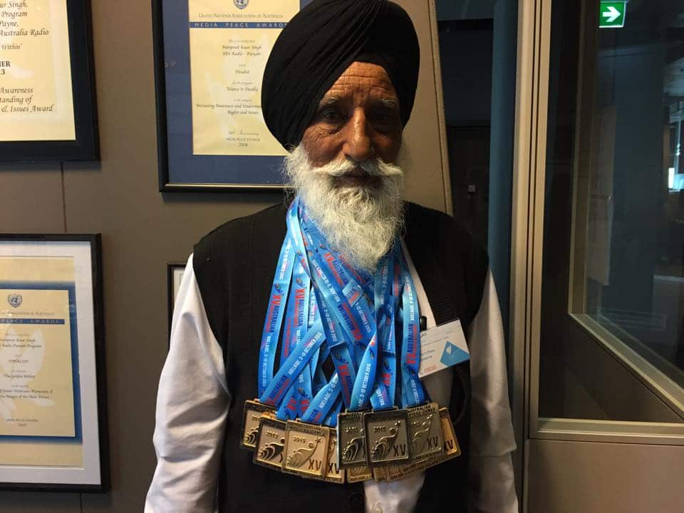HS Aulakh after winning 12 medals at the Australian Masters Games 2015