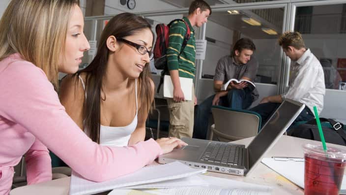 College students studying together