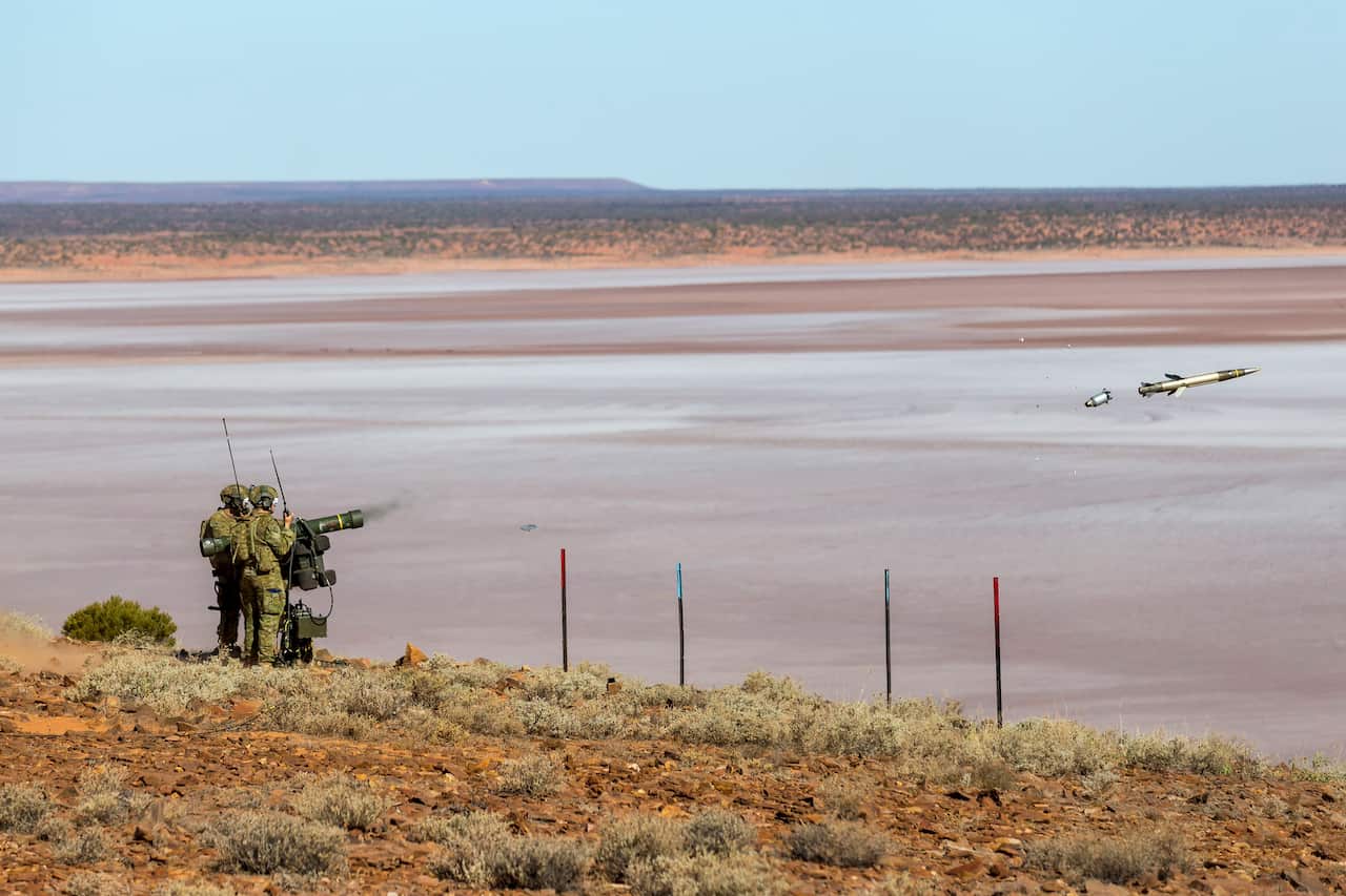 The Australian Army tests an RBS-70 missile over Lake Hart during exercise Remagen Bridge in 2019. 