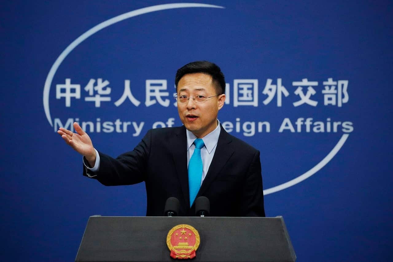 Chinese Foreign Ministry spokesman Zhao Lijian talks to the media.