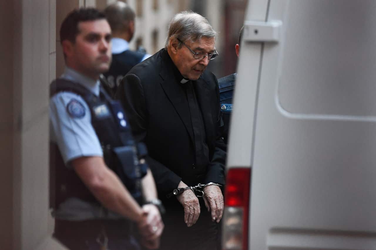 Cardinal George Pell leaves the Supreme Court of Victoria in central Melbourne.