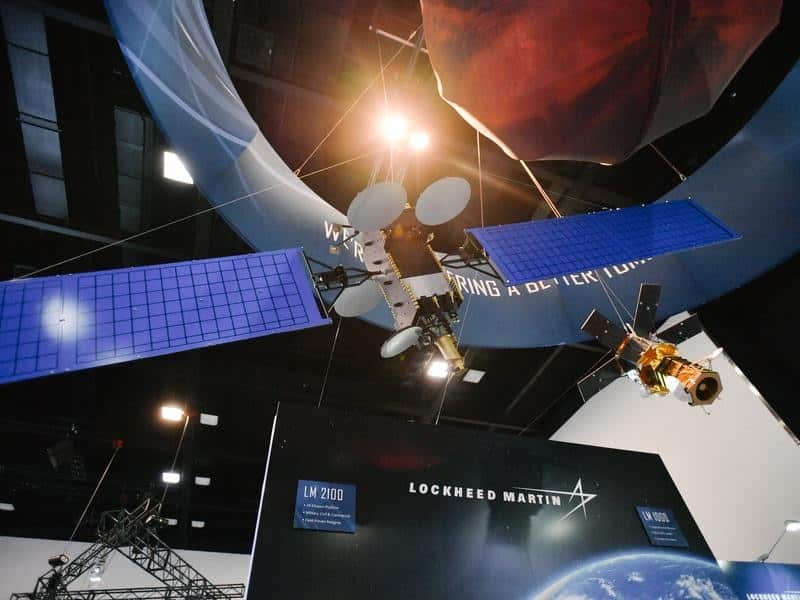 A satellite is seen at the International Astronautical Congress.