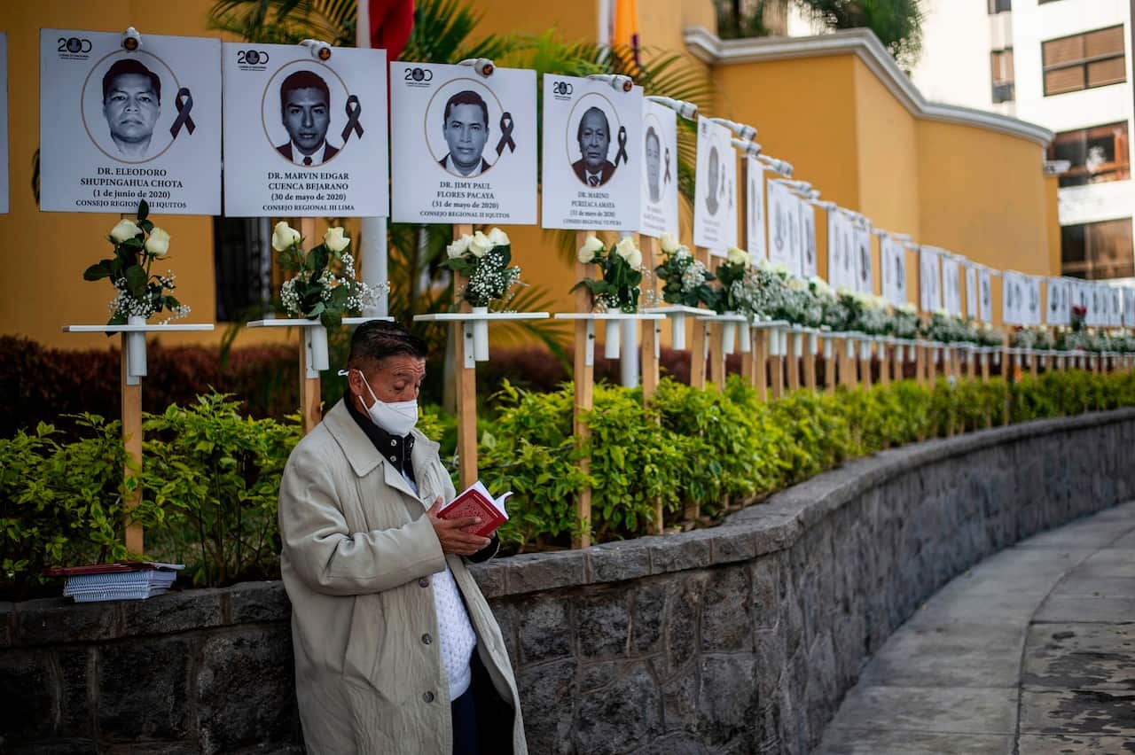 Images of 125 doctors who have died during the COVID-19 pandemic in Peru