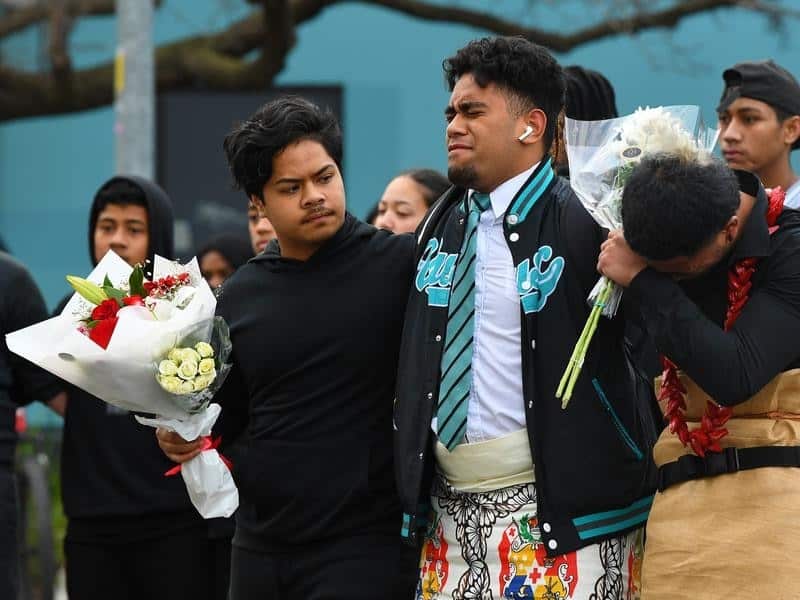 Hundreds have gathered for a service at the spot where Solomone Taufeulungaki was stabbed to death.