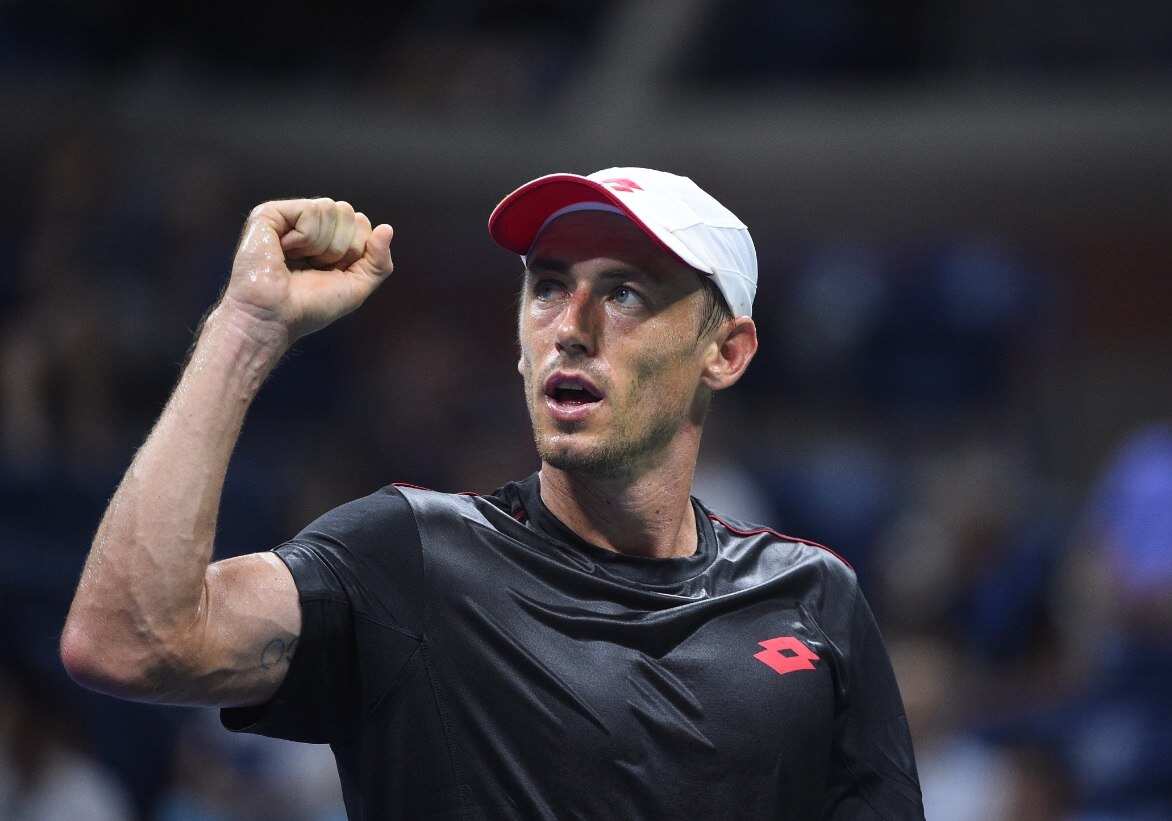 John Millman (AUS) plays his fourth round match at the 2018 US Open at Billie Jean National Tennis Center in New York City