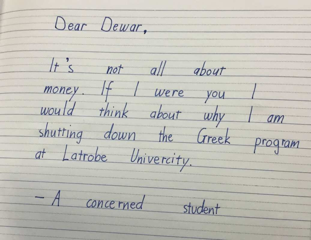 School aged students learning Greek across Victoria felt passionately about the possible closure of the Greek Program at La Trobe.