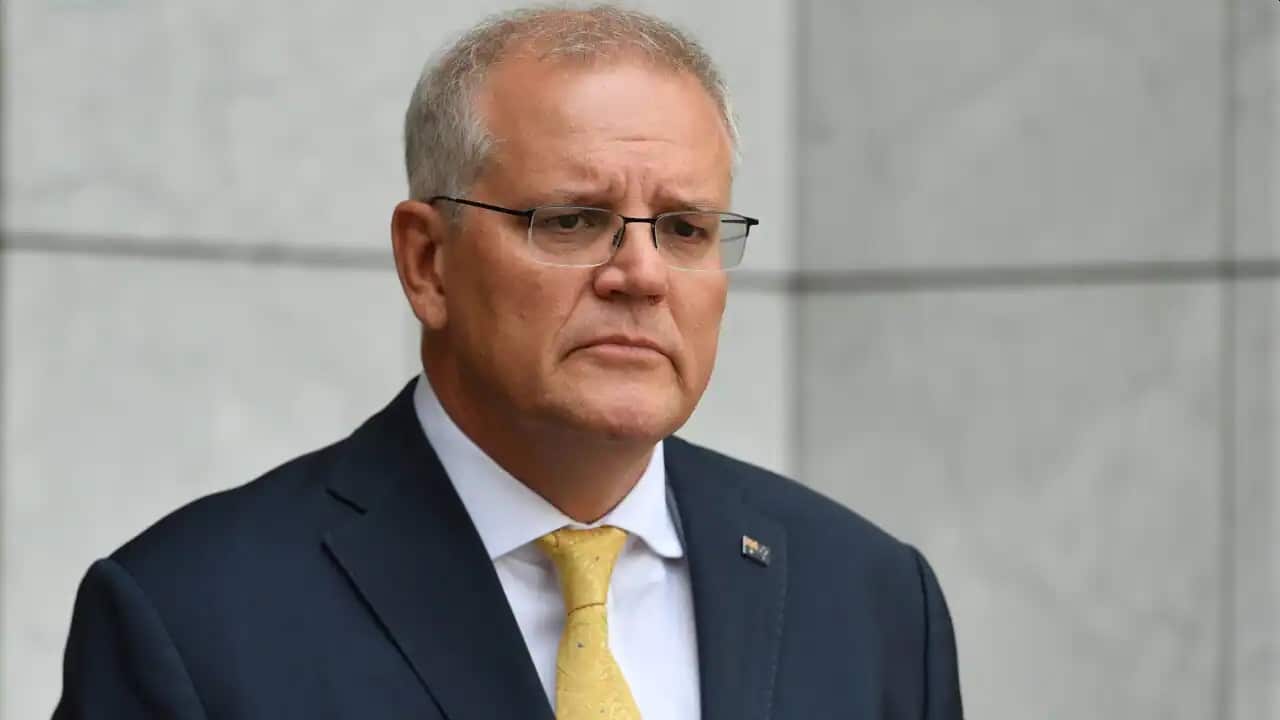 Prime Minister Scott Morrison at a press conference after a National Security Committee meeting at Parliament House in Canberra, Tuesday, 1 March, 2022.