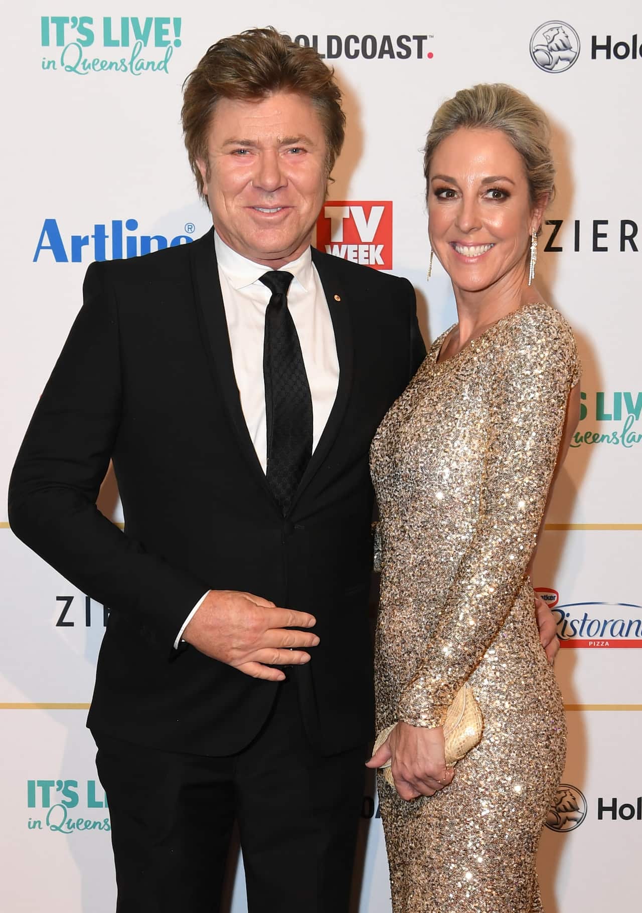 Richard Wilkins and his partner Virginia Burmeister arrive at the 2018 Logie Awards at The Star Casino on the Gold Coast, Sunday, July 1, 2018. (AAP Image/Dan Peled) NO ARCHIVING, EDITORIAL USE ONLY