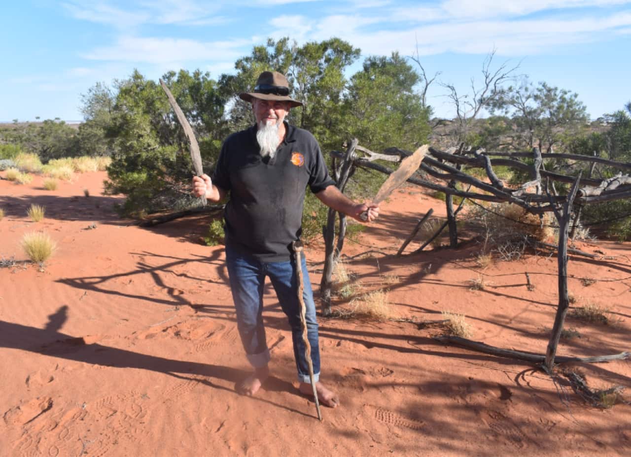 Kokatha man Andrew Starkey stands near a culturally-significant site, less than 100 metres from where the missile was found. 
