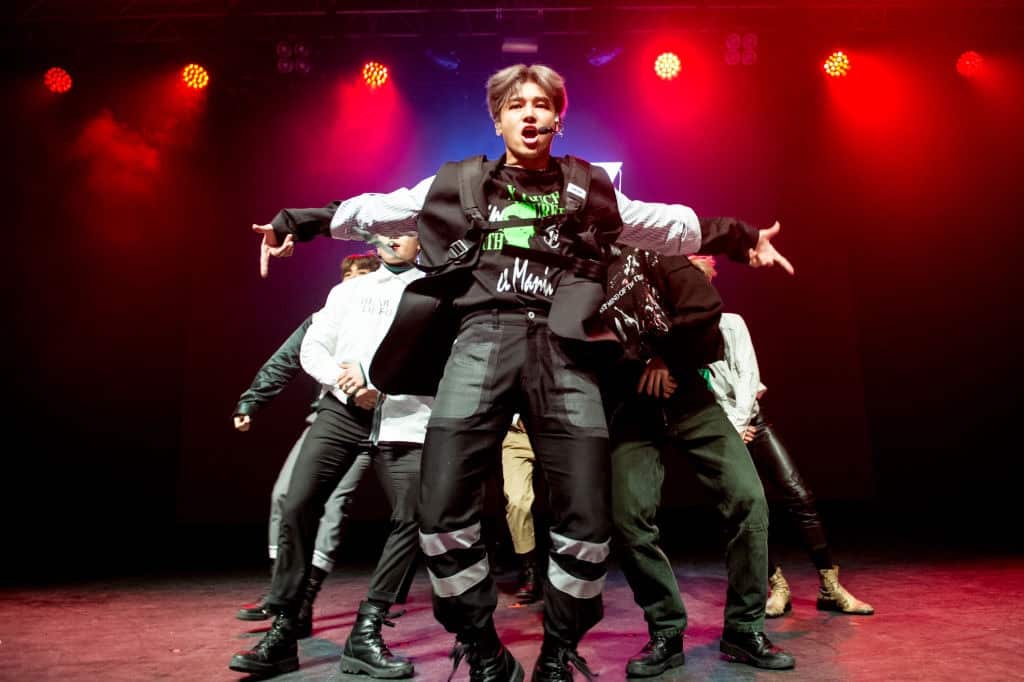 Ateez perform in London, England.