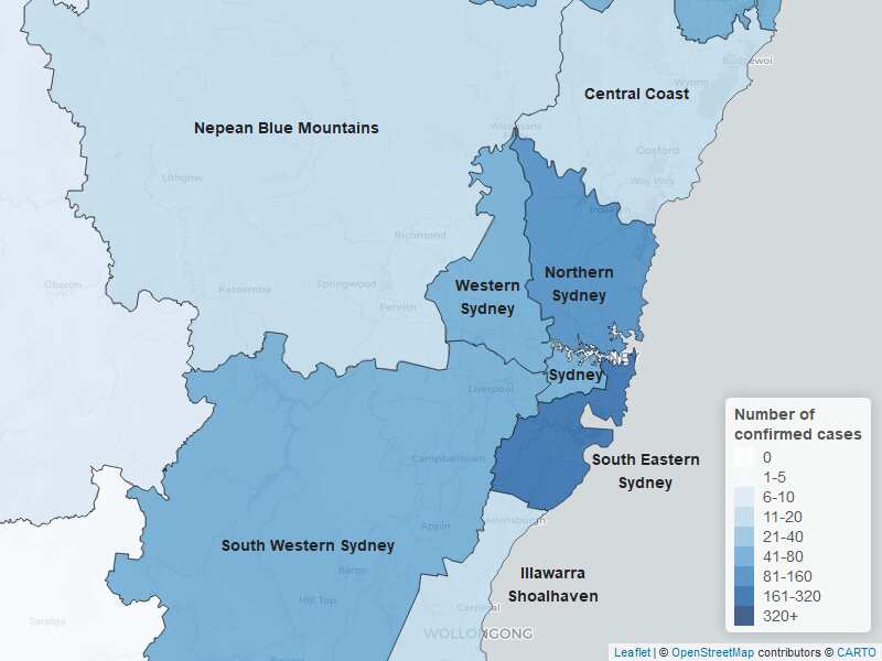 Sydney metropolitan region by local health district (LHD)