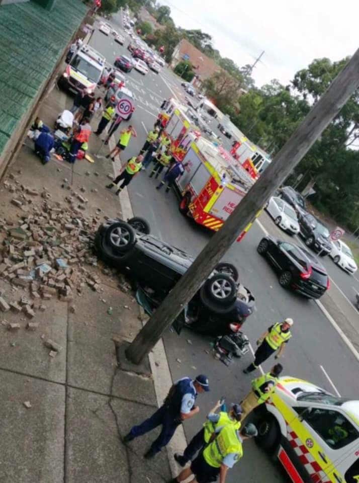 Driver crashes through Eastwood car park brick wall