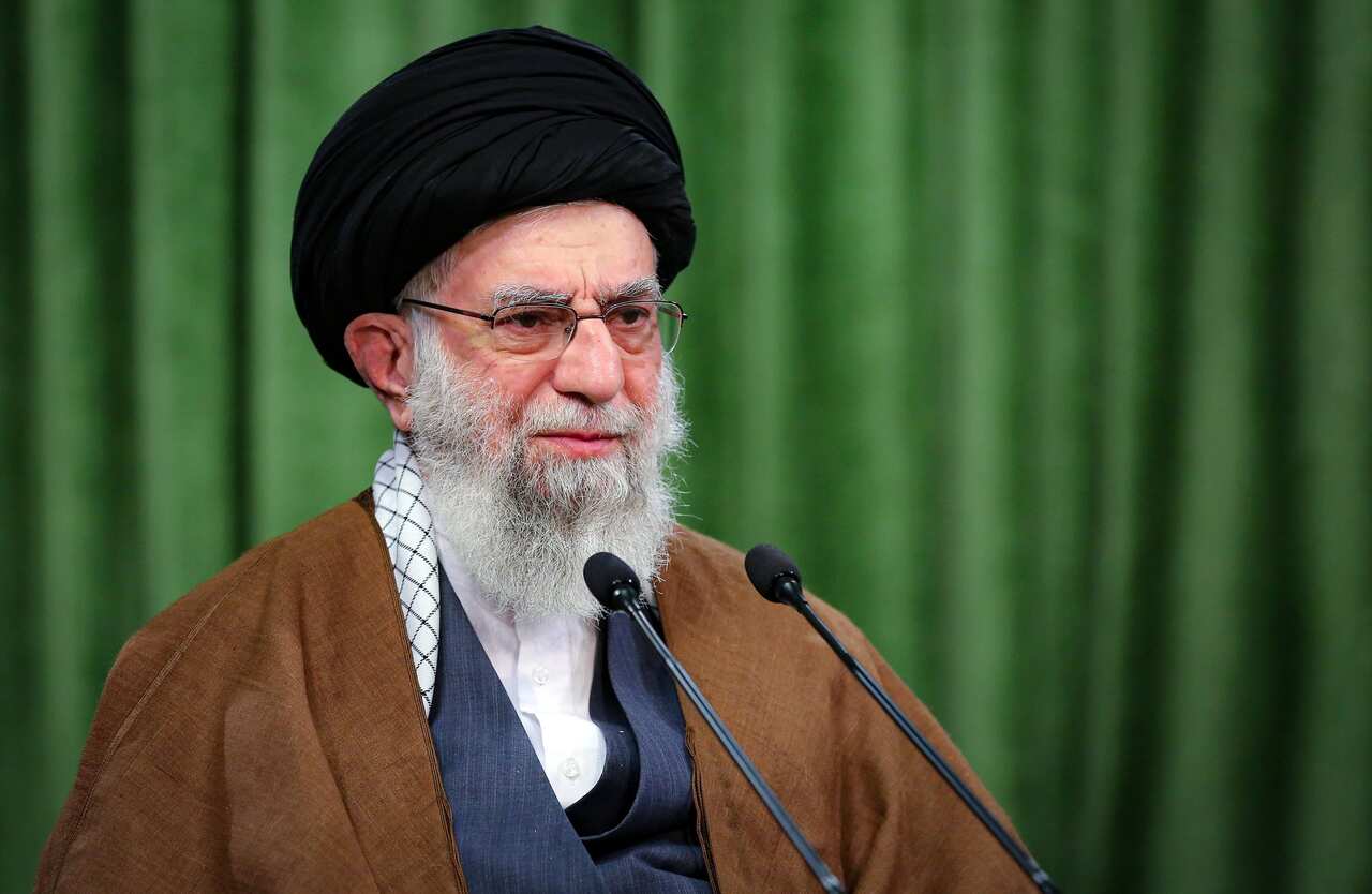 Iranian supreme leader Ayatollah Ali Khamenei arrives before a live TV speech in Tehran, Iran, on 3 November. 