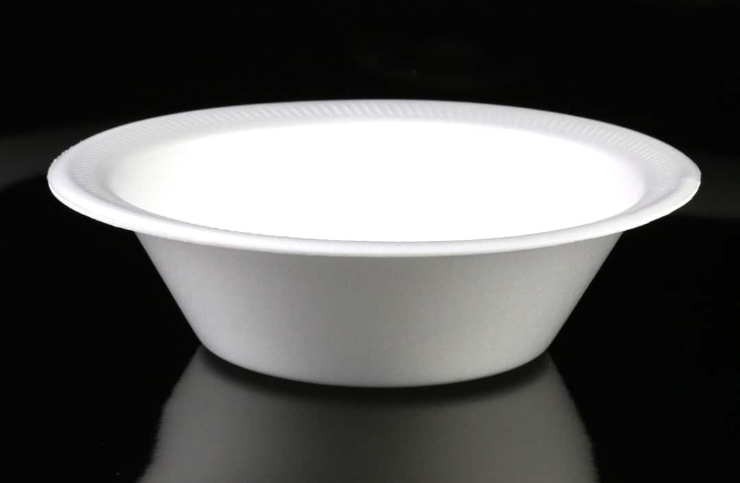 A polystyrene foam bowl.
