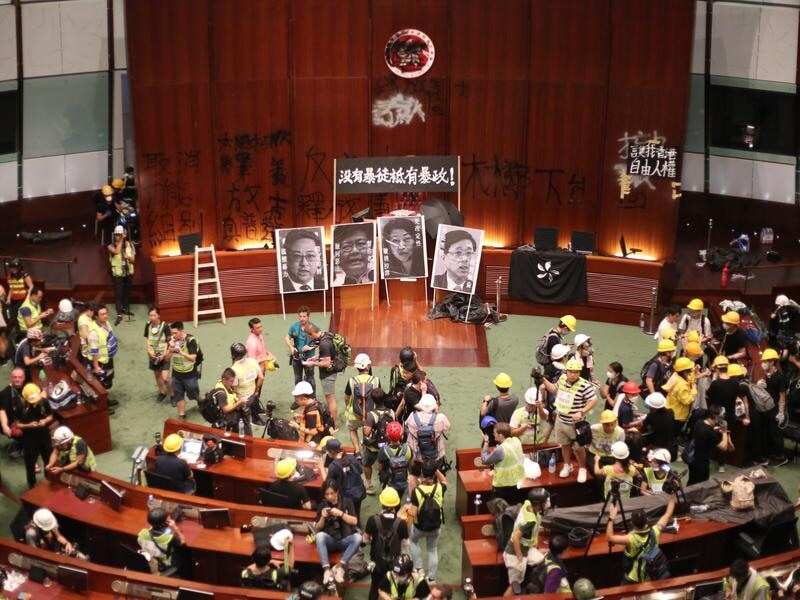 Protesters in Hong Kong's Legislative Council building