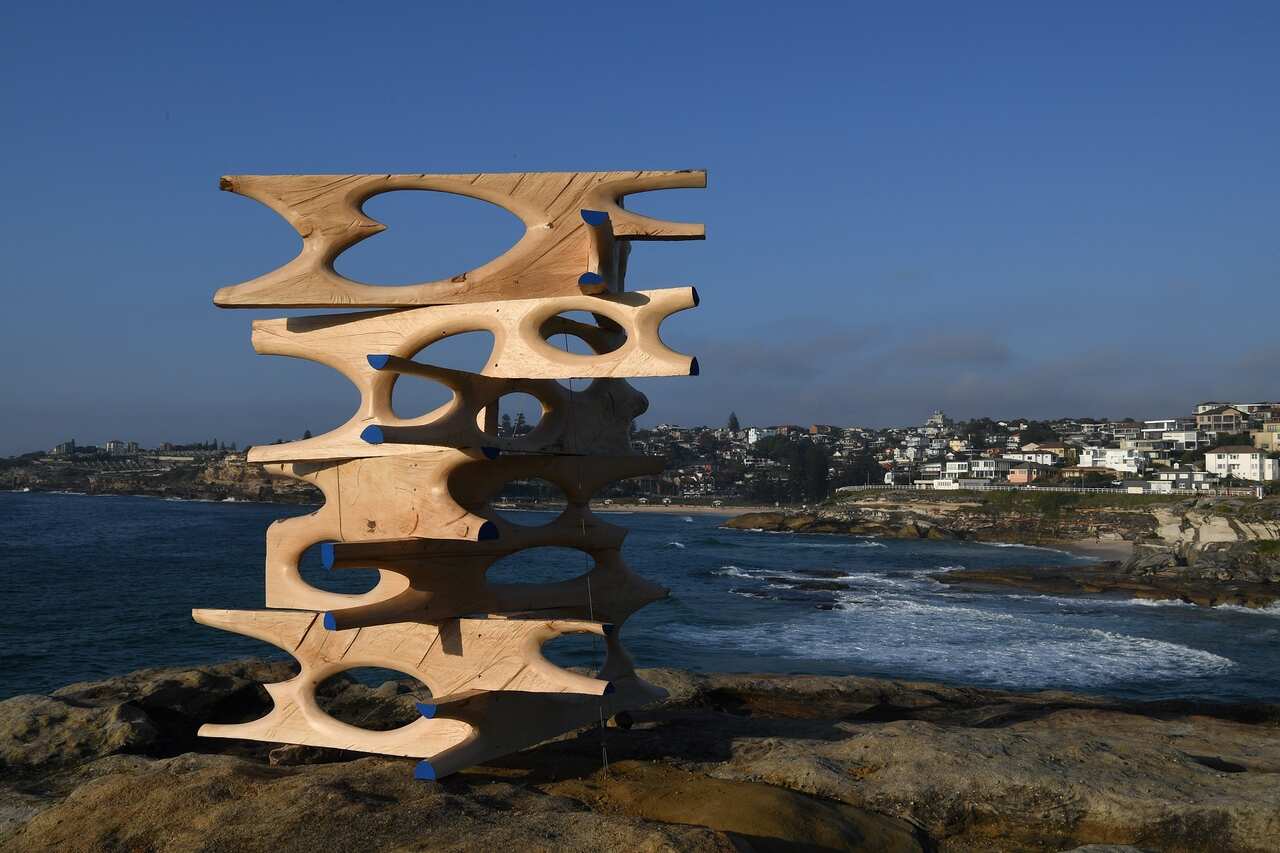 Sculpture Filter by Maurizio Perron is exhibited along the Bondi to Tamarama Coastal walk during the 2019 Sculpture by the Sea exhibition in Sydney,  