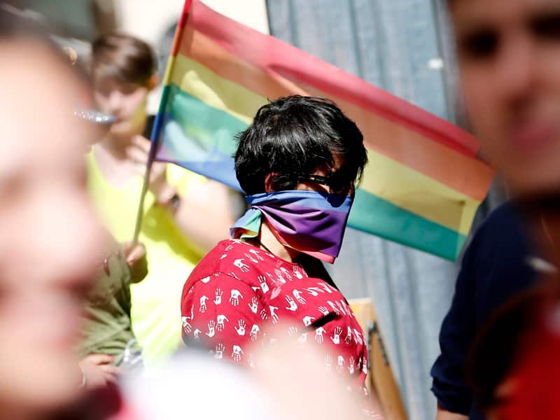 Supporters participate in a LGBT pride parade in Istanbul