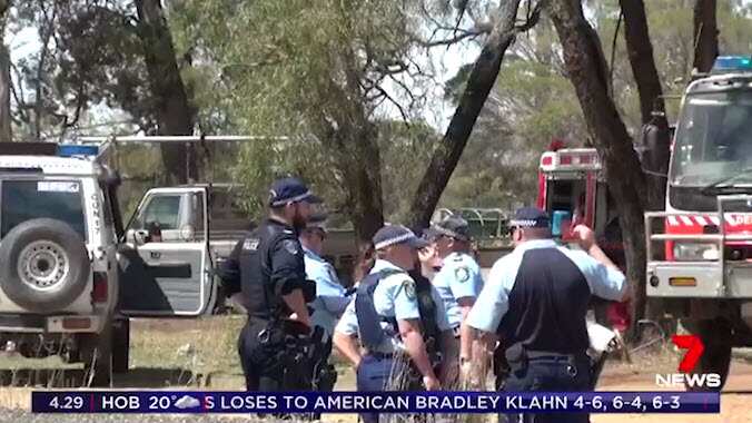 Police at the scene of the alleged kidnapping.