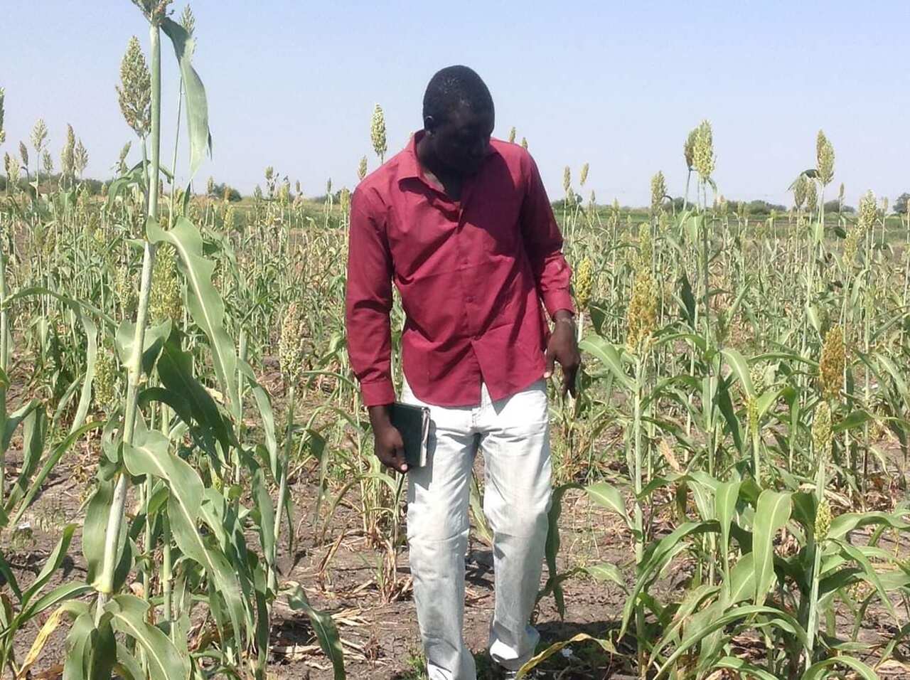 Thuch Ajak in the farm while he was in South Sudan
