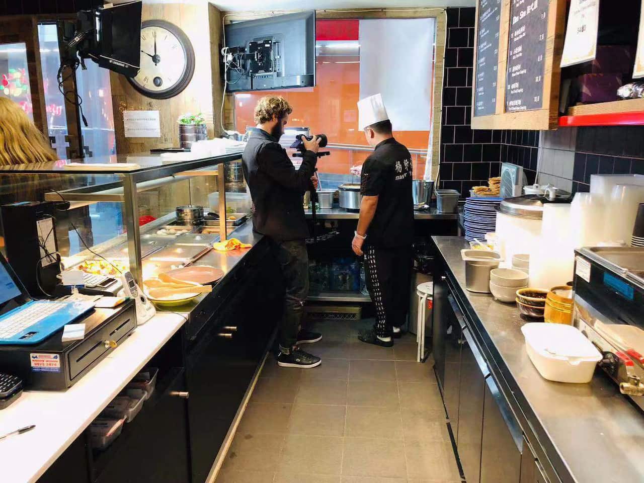 Lun Yang at his Chinese Crêpe store