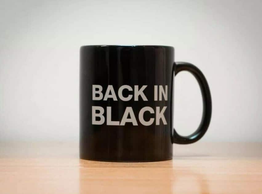 The Back in Black mug.