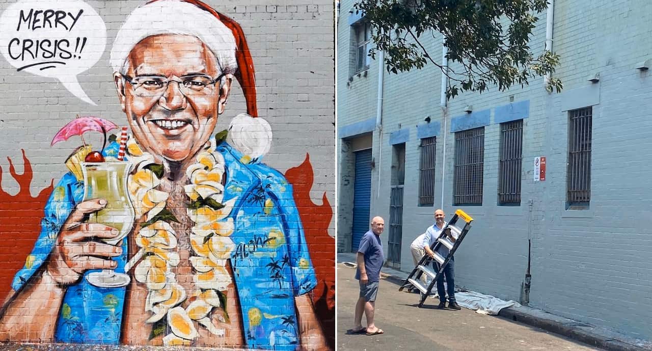 Scott Marsh's politically-charged mural is covered up.