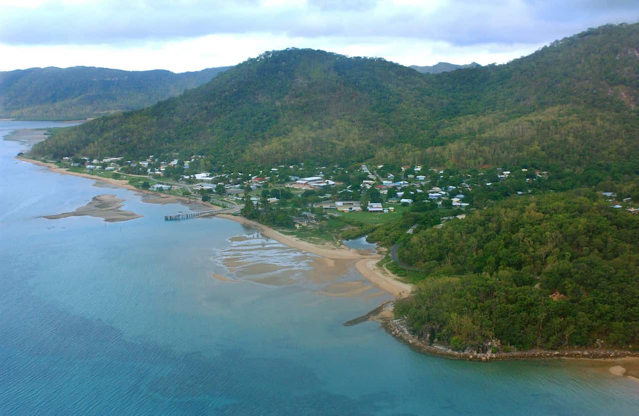 Palm Island, December 12, 2004. Aerial view of the township on Palm Island off the coast of Townsville in north Queensland. (AAP Image/Dave Hunt) NO ARCHIVING
