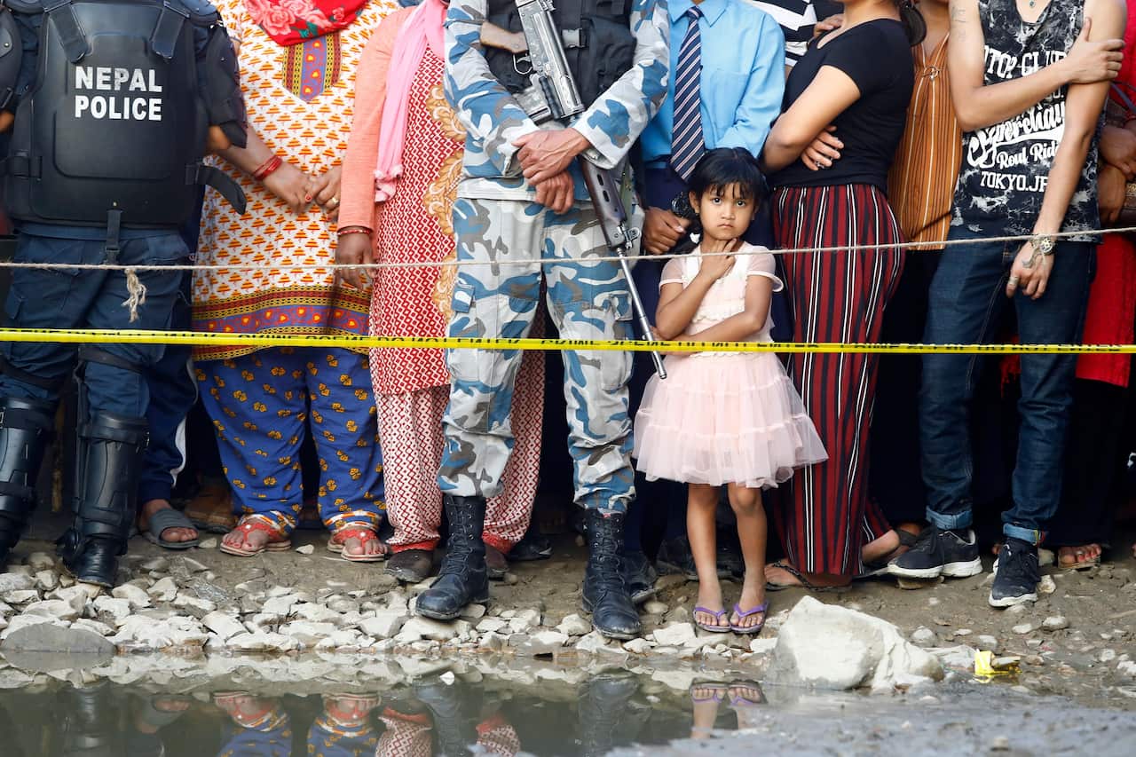 Locals checking explosion aftermath in Kathmandu, Nepal 26 May 2019.