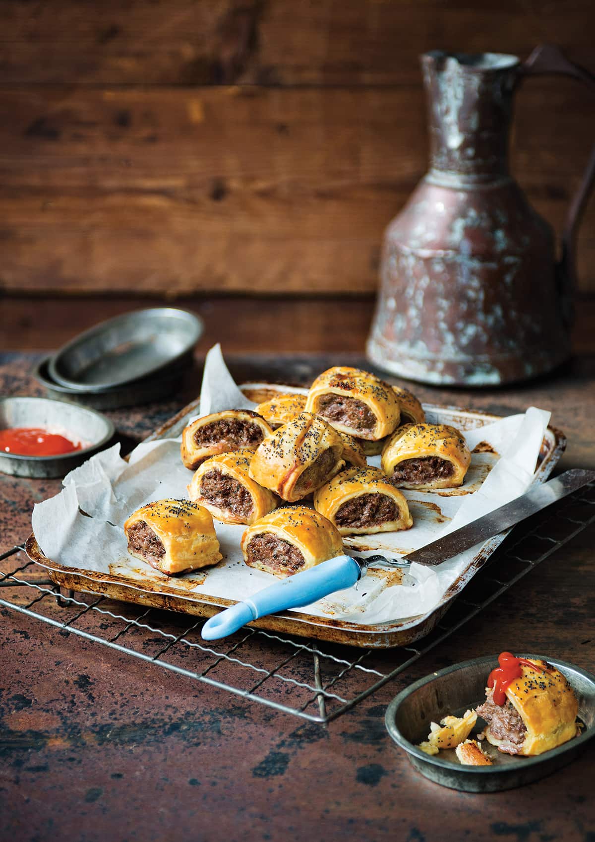 Kangaroo, salsa verde and chilli sausage rolls