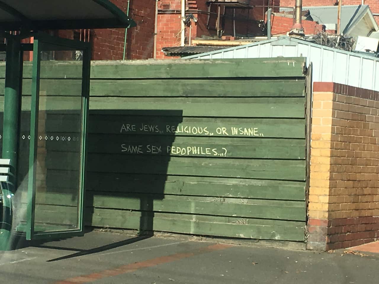 The graffiti found in Caulfield, Melbourne, earlier this week.