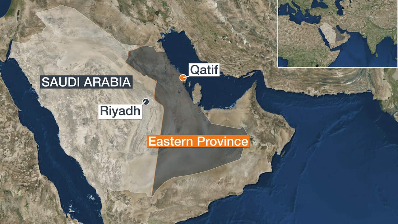 Map of Saudi Arabia showing Eastern Province region