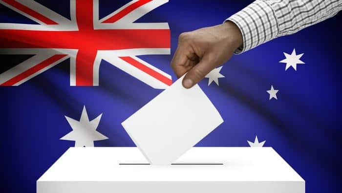 Ballot box with national flag on background - Australia