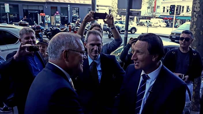 From left: Scott Morrison, David Coleman, Bill Papastergiadis, Scott Morrison.