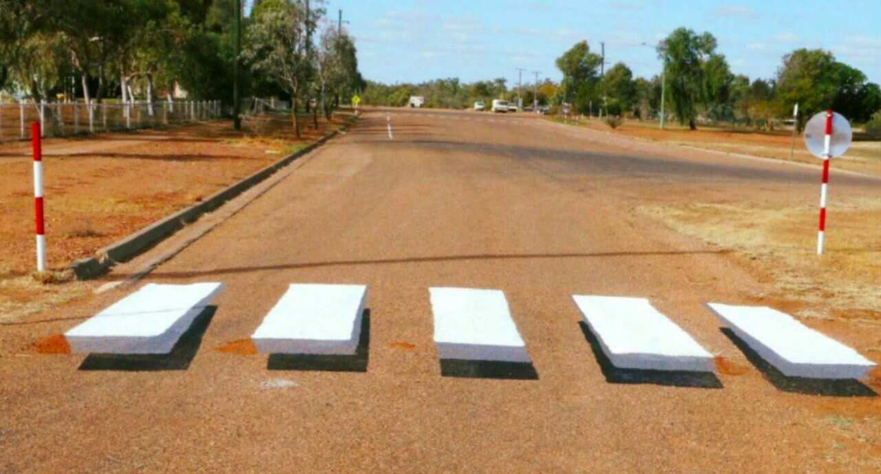 Boulia was the first town in Australia to install a 3D illusion of a zebra crossing to slow down drivers.