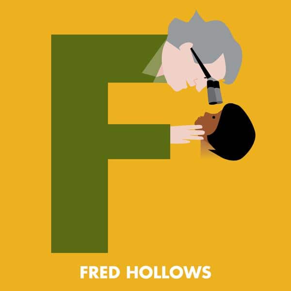 F is for Fred Hollows, from Beck Feiner's Aussie Legends Alphabet.