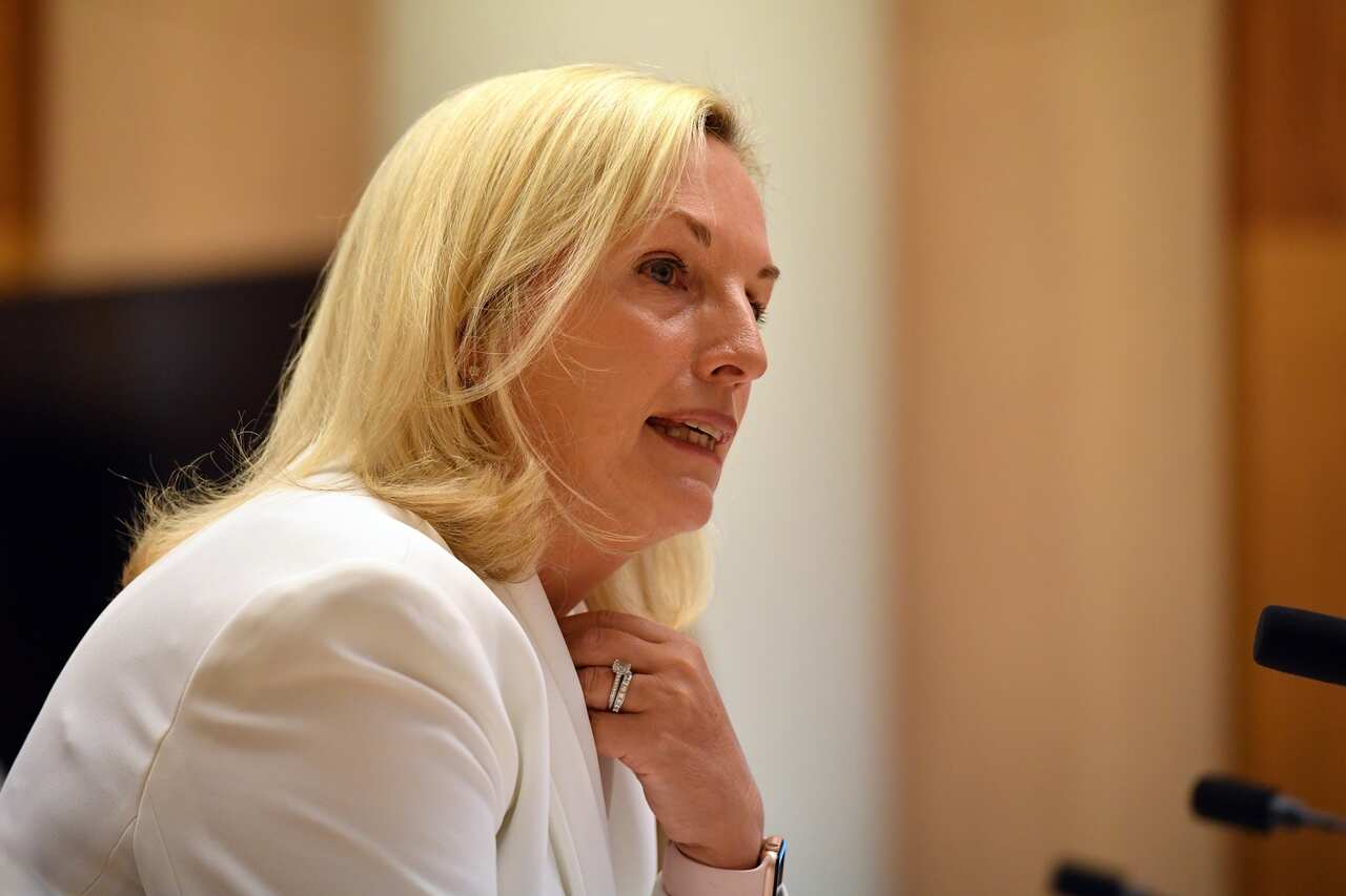 Former Australia Post CEO Christine Holgate appearing before a Senate inquiry.