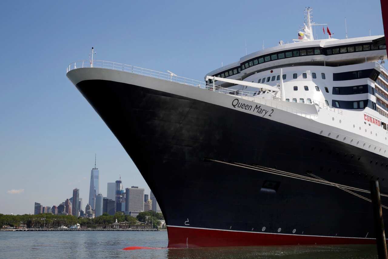Ocean liner Queen Mary 2 is seen docked at her homeport at the Brooklyn Cruise Terminal in New York.